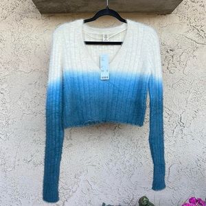 Blue/white ombré fuzzy crop sweater from Urban Outfitters. New with tags. Size M